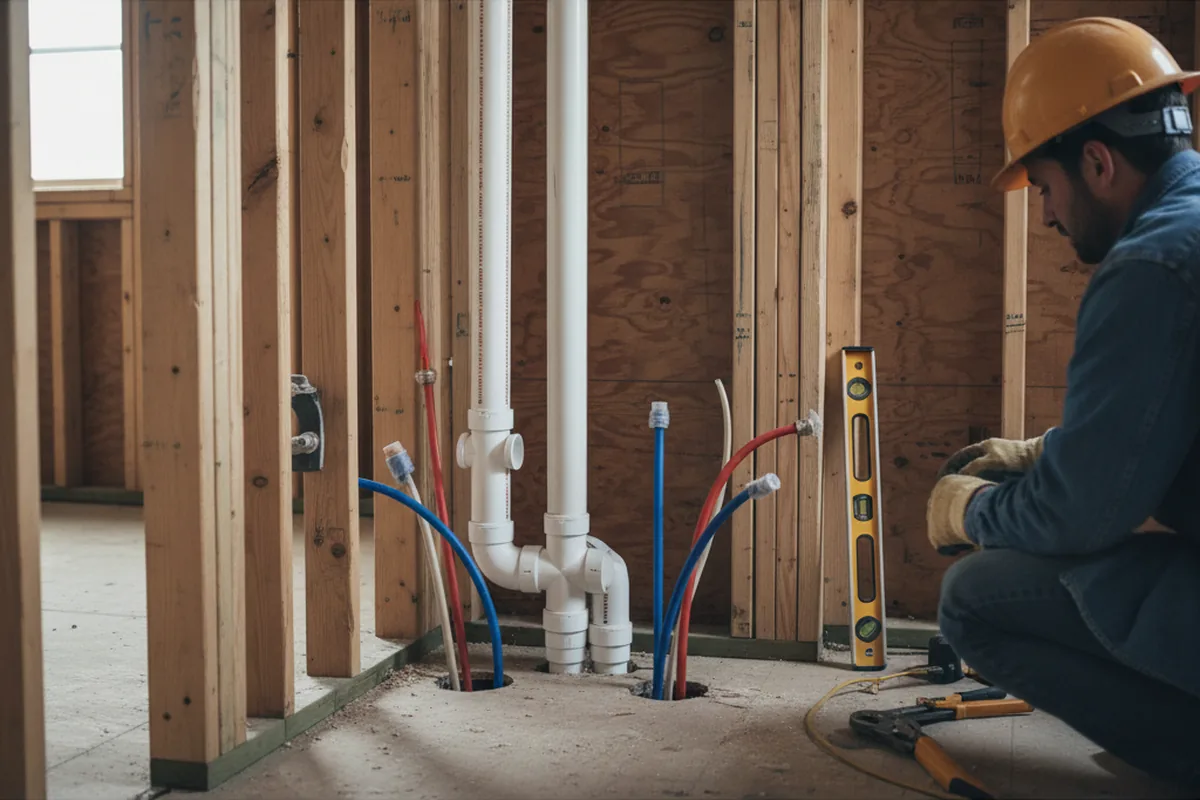 Drain and supply rough-in during Leak Detection in Douglas